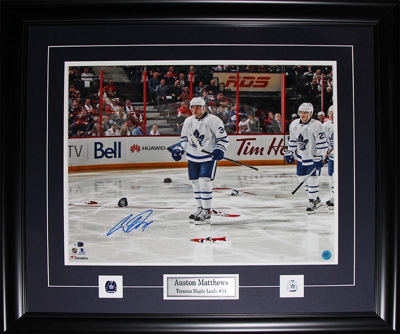 Bleachers Sports Music & Framing — Auston Matthews Signed Maple Leafs 16x20  Photo - Fanatics COA Authenticated - Professionally Framed